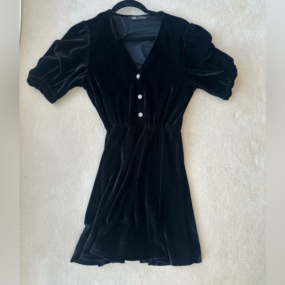 Zara Black Velvet Mini Dress size small